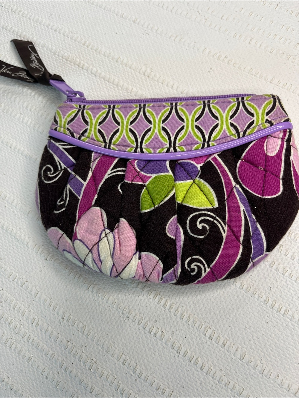 Vera Bradley Purple Punch, sweetheart pouch clutch  with lilac accent & zipper.